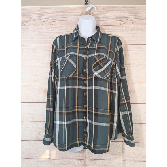 Maurices Women's Long-Sleeved Button-Down Top Size 1X Plaid Chest Pockets - Picture 1 of 9